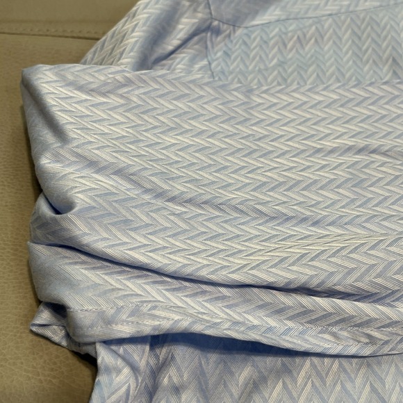 Bugatchi Uomo Men Dress Shirt 15.5/39 Blue Herringbone Roll Cuff Long Sleeve3434 - Picture 4 of 11